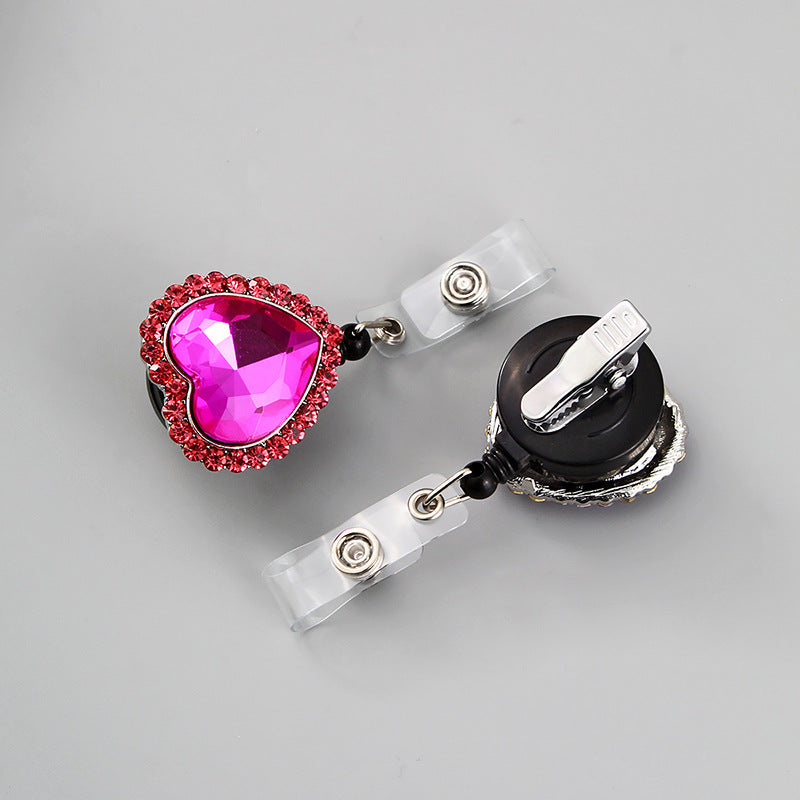 Llavero de aleación telescópica de diamante en forma de corazón al por mayor